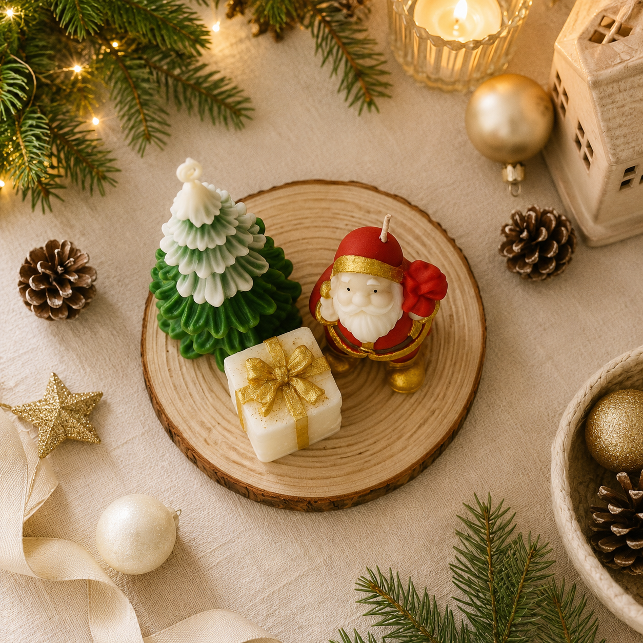Noche Buena-Decorative Candle Set of 3 ( Christmas Villa)