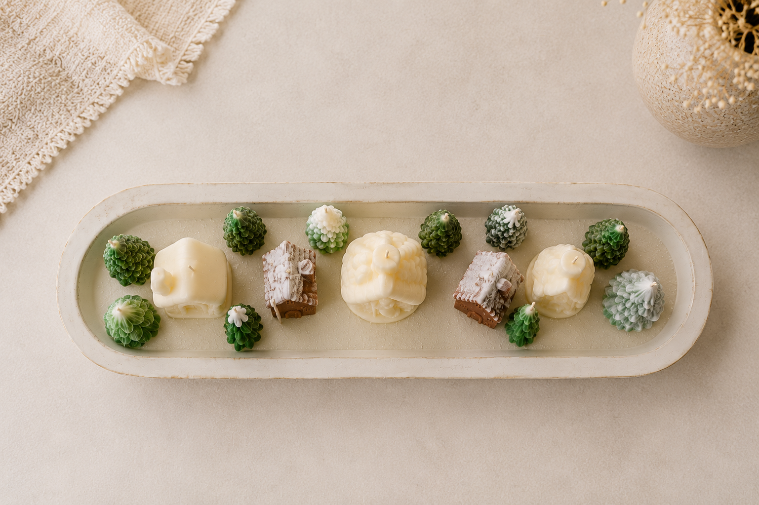 The Winter Serenity Village: A Minimalist Candle Centerpiece