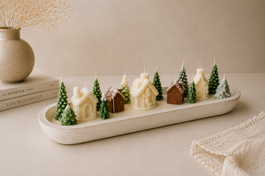 The Winter Serenity Village: A Minimalist Candle Centerpiece