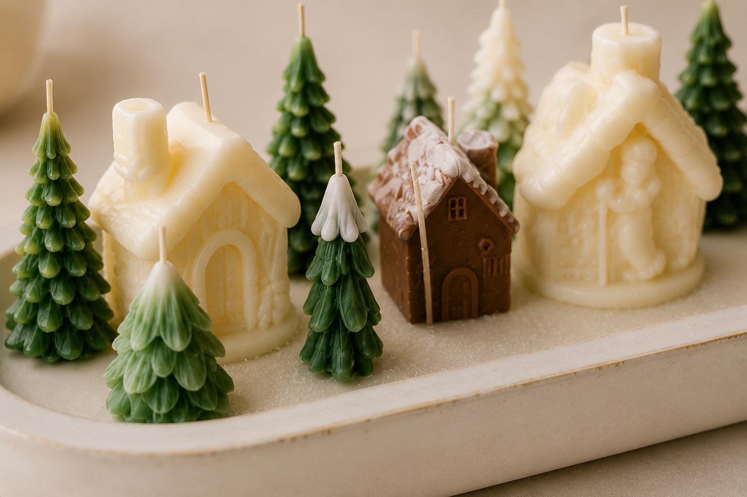The Winter Serenity Village: A Minimalist Candle Centerpiece