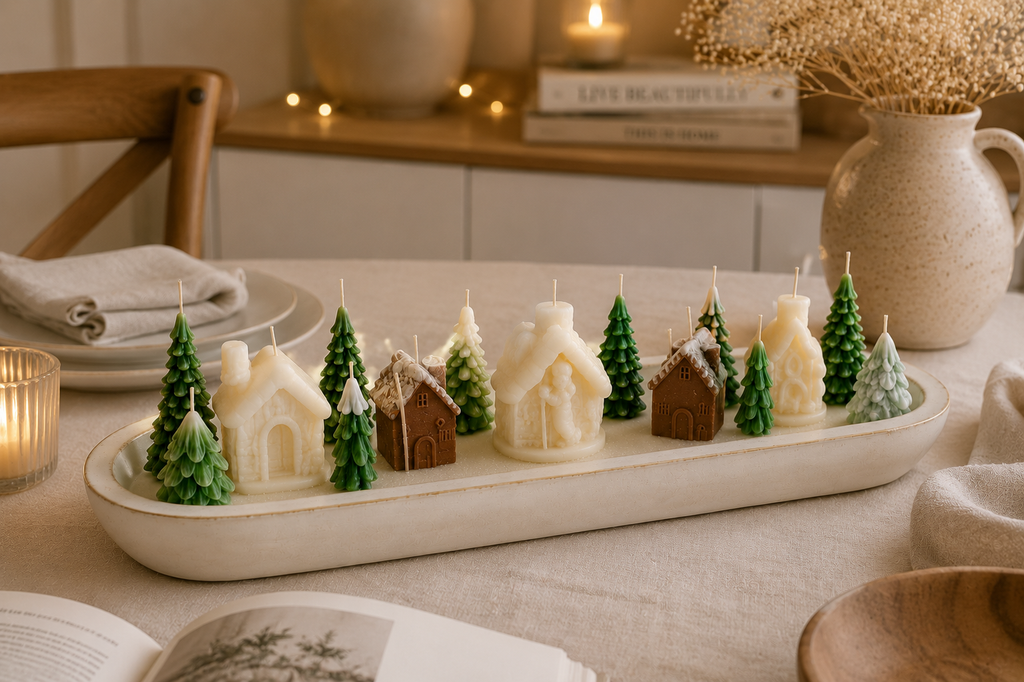 The Winter Serenity Village: A Minimalist Candle Centerpiece