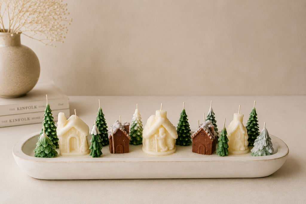 The Winter Serenity Village: A Minimalist Candle Centerpiece